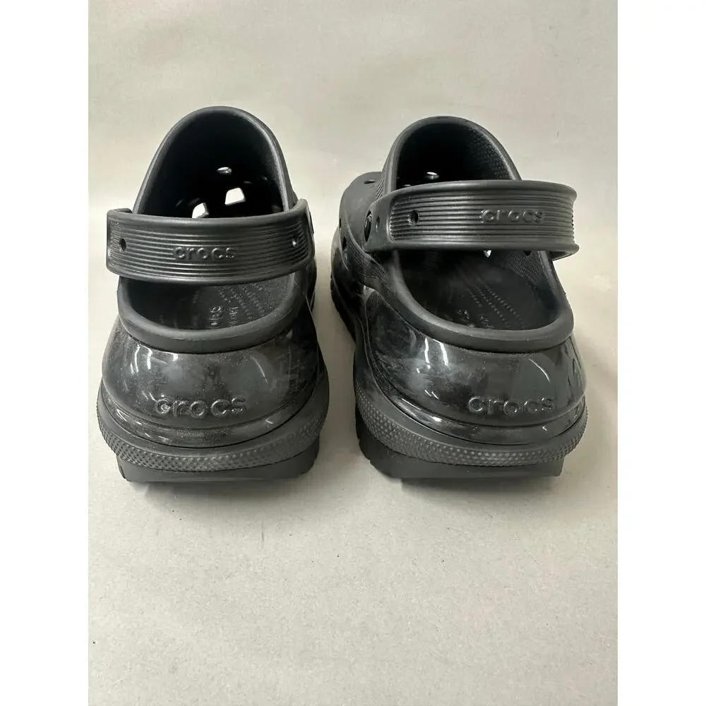Crocs Classic Mega Crush‎ Clog Solid Black Matte/Shiny Women's Size 8 Mens 6